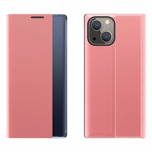 Sleep Case knygos tipo dėklas su išmaniu langu iPhone 13 mini rožinis