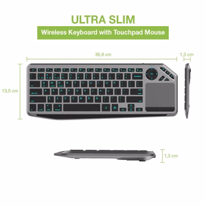 Techly ICTB9801TB klaviatūra Universalus RD belaidis ryšys + „Bluetooth“ QWERTY Anglų (JAV) Juoda