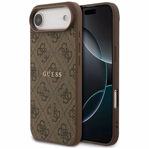 GUESS dėklas telefonui IPHONE 17 Air, suderinamas su MagSafe GUHMP17MG4GFRW (PU 4G Ring Classic Logo) rudas