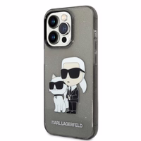 Karl Lagerfeld Glitter Karl&Choupette dėklas telefonui iPhone 14 Pro Max - juodas