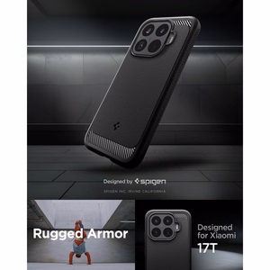 Spigen Rugged Armor dėklas, skirtas Xiaomi 17T, matinis juodas
