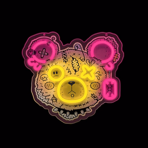 Neon ART LED PUNK TEDDY BEAR rožinis-geltonas FLA01 Forever Light