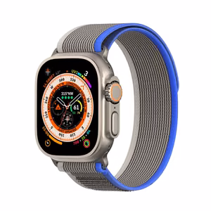 Sportinė Velcro juosta Apple Watch Ultra / 9 / 8 / 7 / 6 / SE / 5 / 4 / 3 / 2 / 1 (42, 44, 45, 49 mm) Dux Ducis juosta YJ versija - mėlyna-pilka