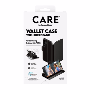 CARE by PanzerGlass piniginės tipo dėklas Samsung Galaxy S26 FE, juodas