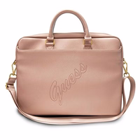 Guess Saffiano Script 16" Nešiojamojo kompiuterio dėklas rožinis
