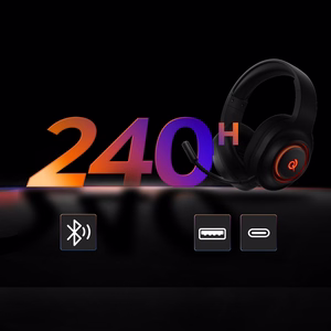 QCY Heroad V200 Tri-Mode Žaidimų Ausinės su 7.1 Garsu, 240h Baterija ir Nuimamu Mikrofonu - Juodos