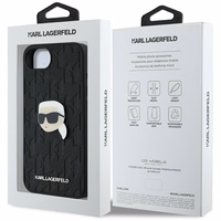 Karl Lagerfeld Monogram Karl Head Pin dėklas telefonui iPhone 16e - juodas