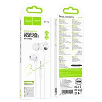HOCO kabelinės ausinės Jack 3,5 mm su mikrofonu M116 balta
