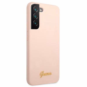 Dėklas telefonui Guess GUHCS22MLSLMGPP S22+ S906 rožinis kietasis dėklas Silikoninis Script Metal Logo