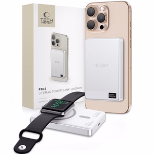 Tech-Protect PB33 LifeMag MagSafe 5000mAh Išorinė baterija (f) - sidabrinė