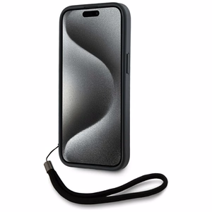 Karl Lagerfeld Saffiano Athleisure Stripes Cord dėklas telefonui iPhone 15 - rožinis