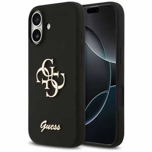 Guess Silicone Big 4G Script dėklas telefonui iPhone 17 juodas