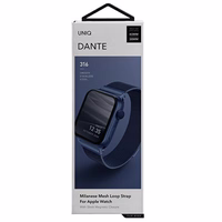 UNIQ dirželis Dante Apple Watch Series 1/2/3/4/5/6/7/8/9/SE/SE2/SE3 38/40/41mm nerūdijantis plienas mėlynas/kobalto mėlynas