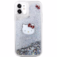 Hello Kitty skystas blizgučių žavesio katės galvos dėklas telefonui iPhone 11 / Xr - sidabrinis