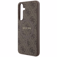 Guess 4G Collection Odinis Metalinis Logotipas Magnetinis dėklas telefonui Samsung Galaxy S24+ - rudas