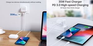 Kroviklis CHOETECH 2x USB Type-C, 35W, PD3.0, Qc3.0