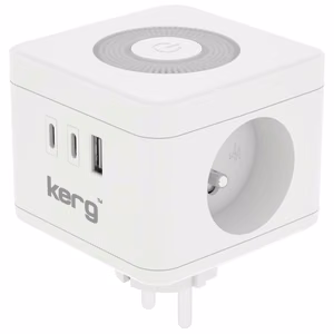 Įkroviklis Kerg Smart (2xUSB-C; 1xUSB; 2-socket; LED) baltas
