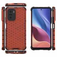 Honeycomb dėklas šarvuotas dėklas su TPU buferiu Xiaomi Redmi K40 Pro+ / K40 Pro / K40 / Poco F3 raudonas