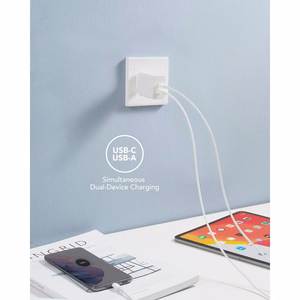 VEGER kelioninis įkroviklis USB A + Type C PD QC3.0 3A 30W VLS302U baltas