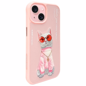 NIMMY dėklas GLASSES COOL CAT IPHONE 15 rožinė