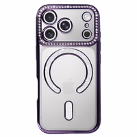 Bling Magsafe violetinis dėklas telefonui iPhone 17 Pro