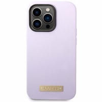 Guess GUHMP14LSBPLU iPhone 14 Pro 6.1" violetinis kietasis dėklas silikon logotipo plokštė MagSafe