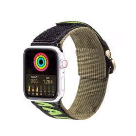 Dux Ducis dirželis (lauko versija) Apple Watch Ultra dirželis, SE, 9, 8, 7, 6, 5, 4, 3, 2, 1 (49, 45, 44, 42 mm) nailoninė apyrankė juoda/žalia