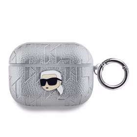 Karl Lagerfeld PU Embossed Karl Head dėklas AirPods Pro sidabrinis