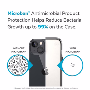 Speck Presidio Perfect-Clear with Impact Geometry case for iPhone 15 Plus / 14 Plus, with Microban antimicrobial protection, Clear / Black