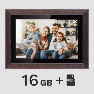 Kruger&Matz FRAMEO Wi-Fi 10,1 colio skaitmeninis nuotraukų rėmelis mediniu rėmu