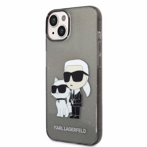 Karl Lagerfeld blizgus Karl&Choupette dėklas telefonui iPhone 14 Plus - juodas