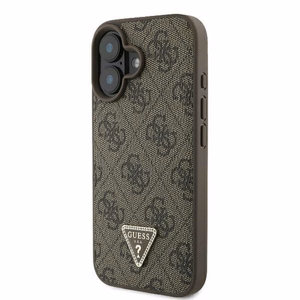 Guess Odinis 4G Trikampis Strass Magnetinis iPhone 16 dėklas - ruda