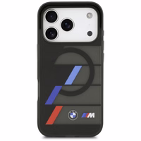 BMW M IML metaliniai mygtukai trispalvės linijos magnetinis dėklas telefonui iPhone 17 Pro Max - juodas