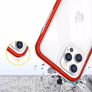 Прозрачный чехол 3in1 для iPhone 12 Pro Max гелевый с рамкой красный