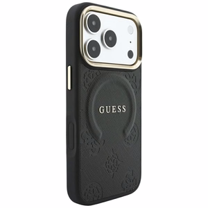 Dėklas, skirtas IPHONE 18 Pro/17 Pro suderinamas su „MagSafe“ (Saffiano Peony Ring) (spalva: juoda)