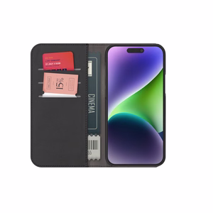 Puro Wallet nuimamas magnetinis 2in1 PU odos dėklas su atvartu ir pinigine iPhone 15 Pro Max - juodas