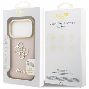 GUESS dėklas telefonui IPHONE 17 Pro GUHCP17LPCS4GSP (Grained PU Big 4G & Stand Camera) rožinė