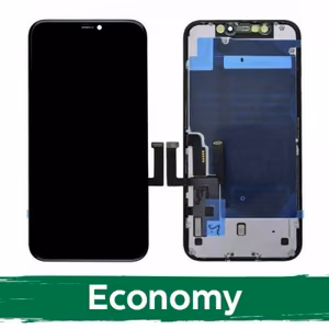 Ekranas skirtas iPhone 11 juodas (INCELL su metaline skarda / Economy) / *Removable IC* /