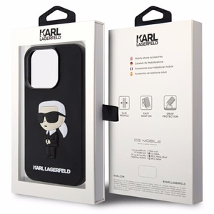 Karl Lagerfeld KLHCP14L3DRKINK iPhone 14 Pro 6.1" Kietasis dėklas (m) - juodas (m) Rubber Ikonik 3D