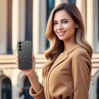 Kristalinis blizgus dėklas Samsung Galaxy A55 5G Sidabrinis