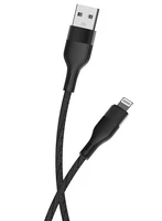 Maxlife MXUC-07 kabelis USB - Lightning 1,0 m 2,4A juodas nailonas