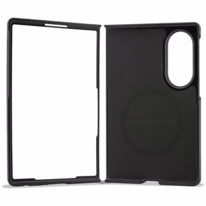 Juodas dėklas „Karl Lagerfeld Karl & Choupette Pins MagSafe“, skirtas „Samsung Galaxy Z Fold8“
