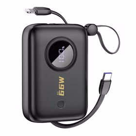 Išorinė baterija Dudao K14 10000mAh su USB-C / Lightning laidais (juoda)