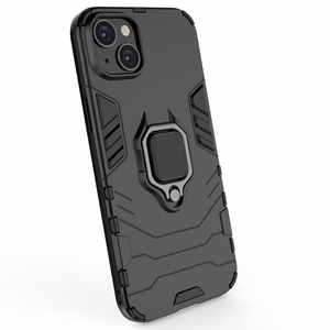 Ring Armor dėklas telefonui iPhone 14 Plus šarvuotas dangtelis su magnetiniu laikikliu ir žiedu juodas