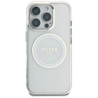 Guess IML Metal Colored Circle Classic Logo Magnetinis dėklas telefonui iPhone 16 Pro - baltas