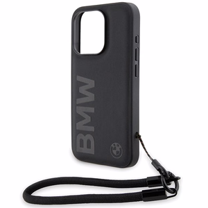 BMW Signature Leather Wordmark Cord чехол для iPhone 15 Pro Max - чёрный