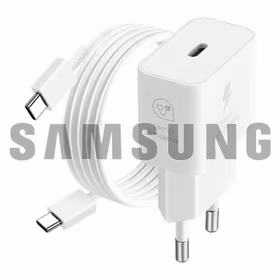 Įkroviklis Samsung EP-T2510NW baltas 25W (su pakuote) + Type-C laidas / 100% originalus /