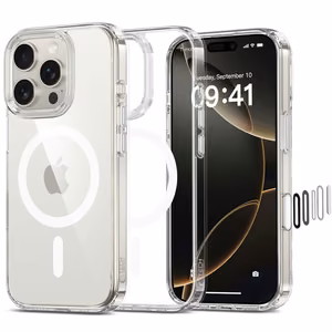 Tech-Protect Flexair Hybrid CC Magnetinis iPhone 16 Pro dėklas - skaidrus