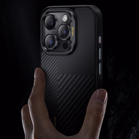 Montage Magnetinis Armor Pro Kevlar dėklas su metalo rėmu 600D+1500D (MA62) iPhone 15 Pro Max juodas (m)