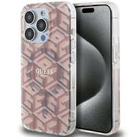 Guess IML GCube MagSafe dėklas telefonui iPhone 15 Pro Max - rožinis